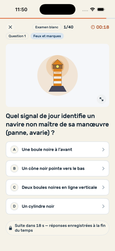 Examen blanc Tribord en conditions réelles avec chronomètre